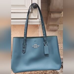 Coach Teal Leather Tote Bag